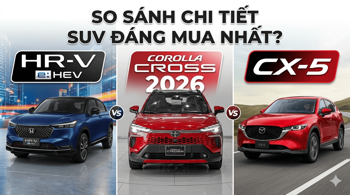 Corolla Cross 2026 vs CX-5 vs HR-V: So sánh chi tiết để chọn SUV đáng mua nhất